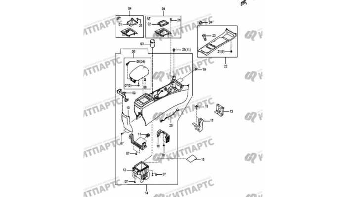 Консоль центральная FAW Besturn X80